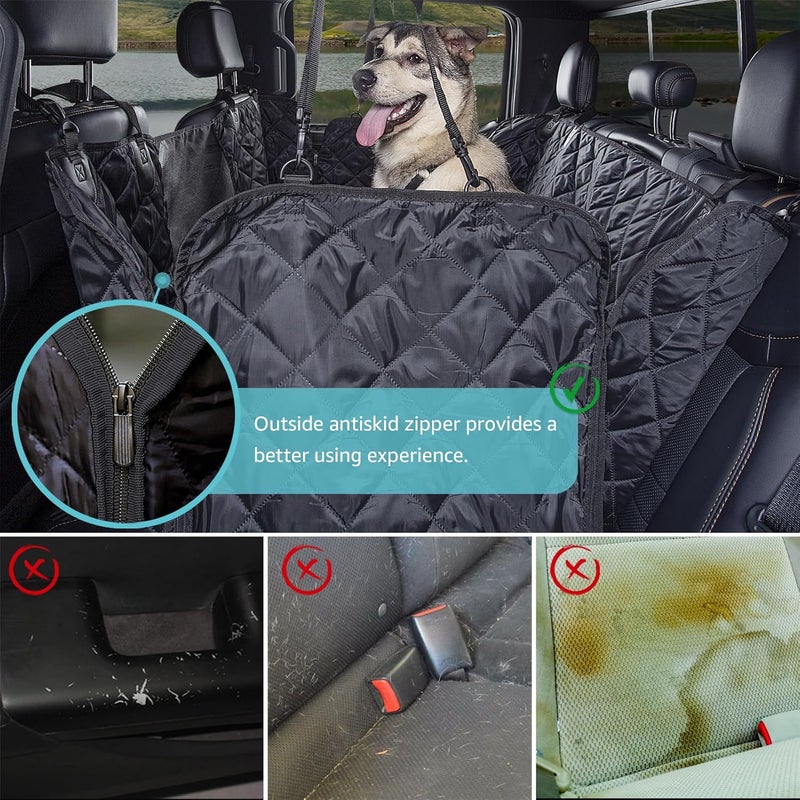 comwish Truck Dog Seat Cover for Pickup Back Seat | Mesh Window & Seat Belt | 100% Waterproof Dog Hammock for Car Safe Travel with Side Door Protectors | Non-Slip, Scratchproof Pet Rear Seat Cover - Image 3